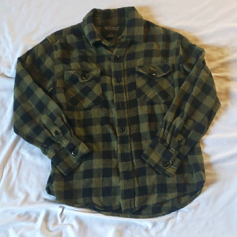 (M) Boys Montage Black & Green Flannel